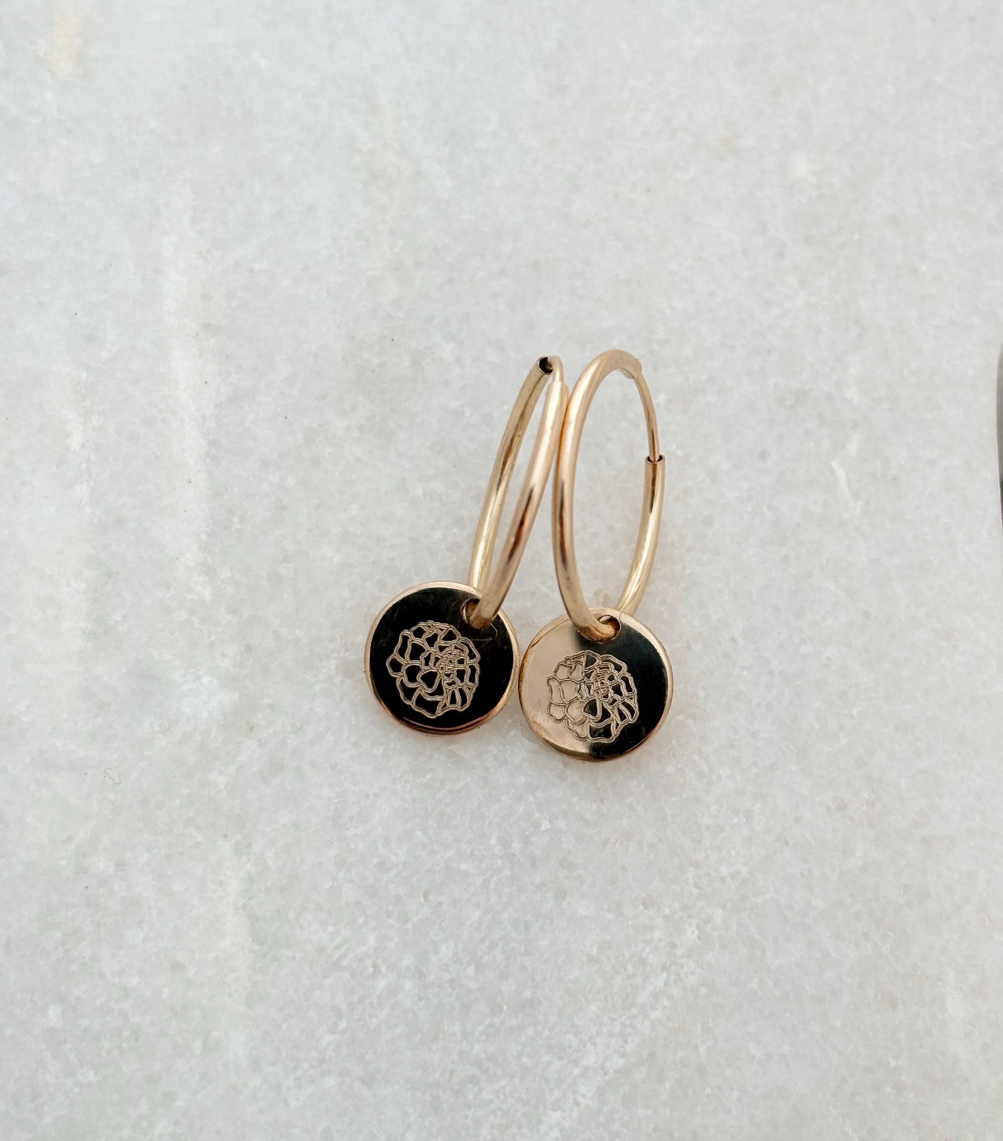 Birth flower dainty earrings